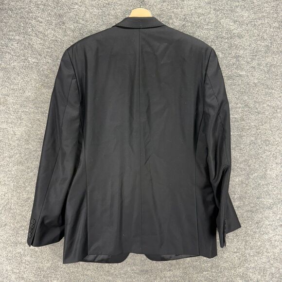Calvin Klein Blazer Men 42 Black Button Up Collared Long Sleeve Cashmere Regular - Picture 2 of 7